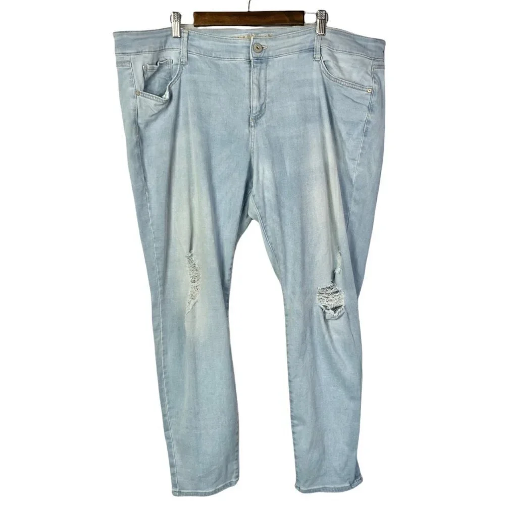 Arizona Light Blue Wash Distressed Super Skinny Jeans 24 - Picture 1 of 5
